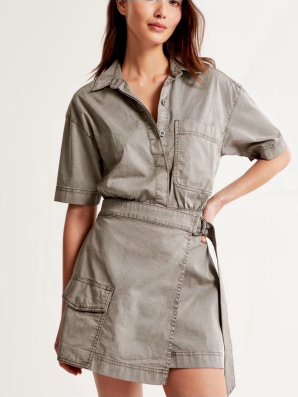 Abercrombie Utility Wrap Mini Dress. Size Large Petite